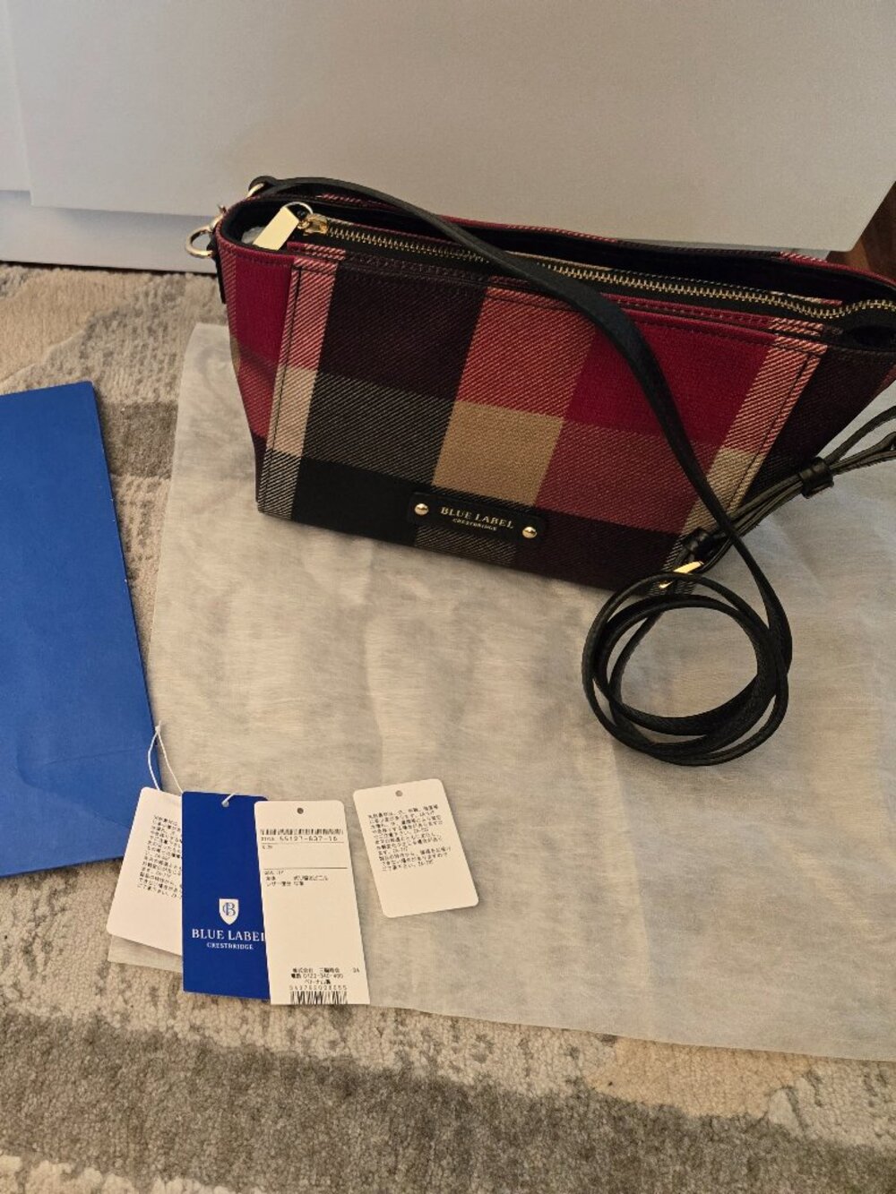 Burberry Blue Label Crestbridge Plaid Mini Shoulder Bag